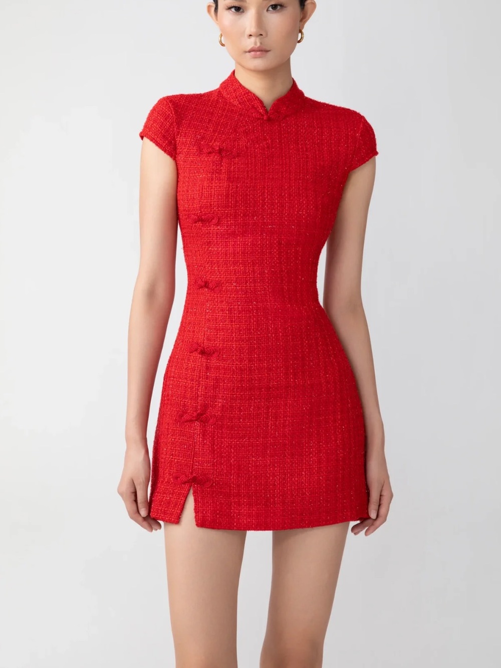 Sau Lee NATASHA TWEED MINI DRESS Red